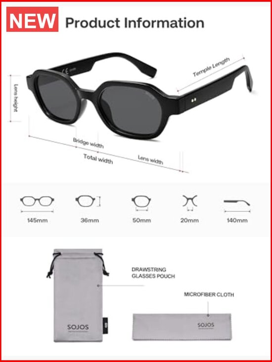Retro Polarized Hexagon Sunglasses UV400 Trendy Rectangle Shades main image 2